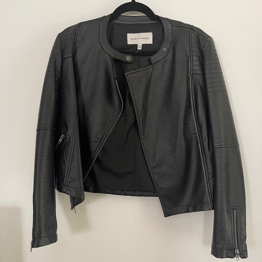 'Helena' Faux Leather Jacket CUPCAKES AND CASHMERE